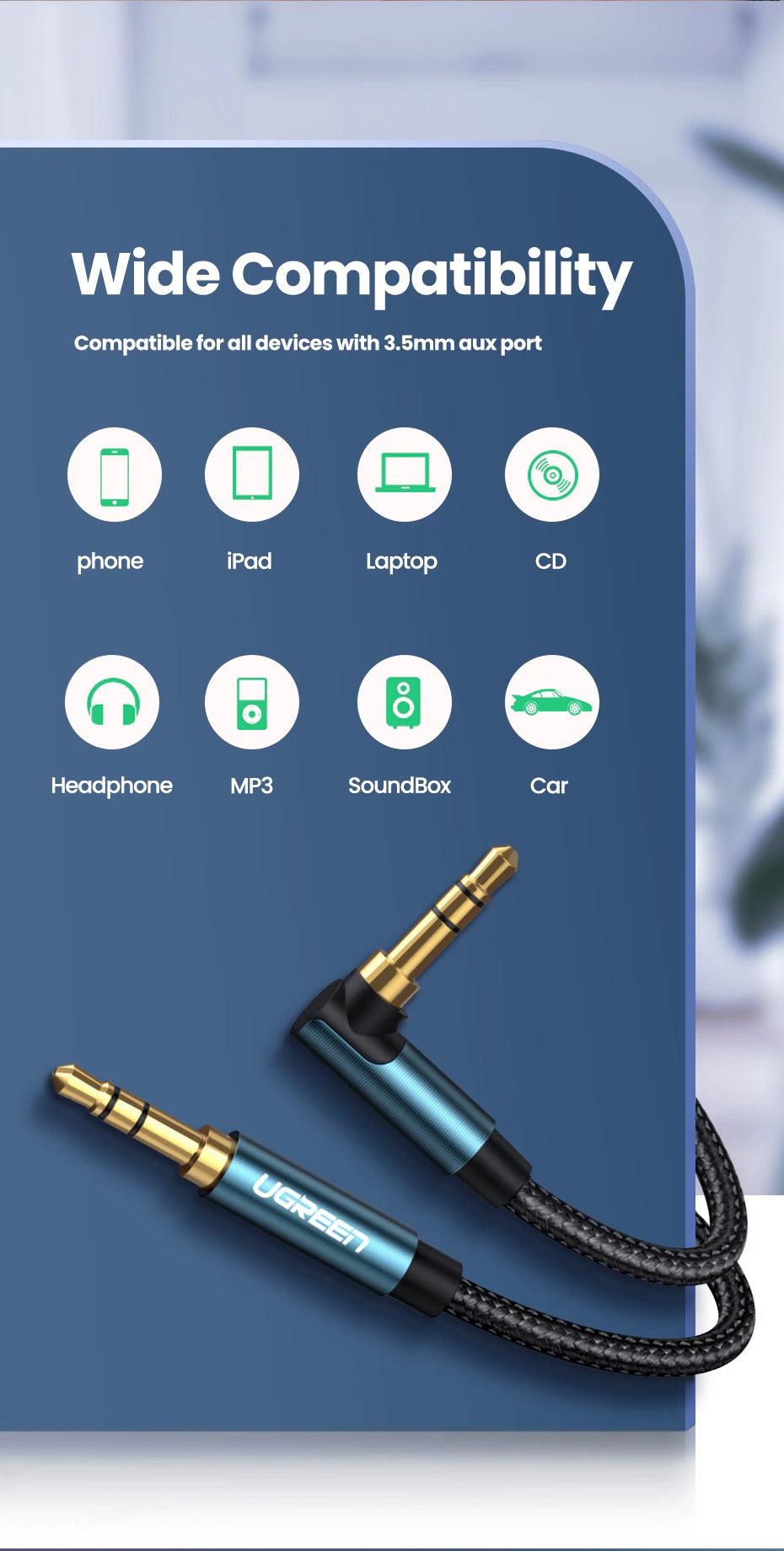 Câble auxiliaire HI-FI 3,5 mm mâle-mâle pour autoradio, casque, téléphone portable
