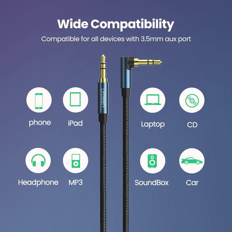 Câble auxiliaire HI-FI 3,5 mm mâle-mâle pour autoradio, casque, téléphone portable