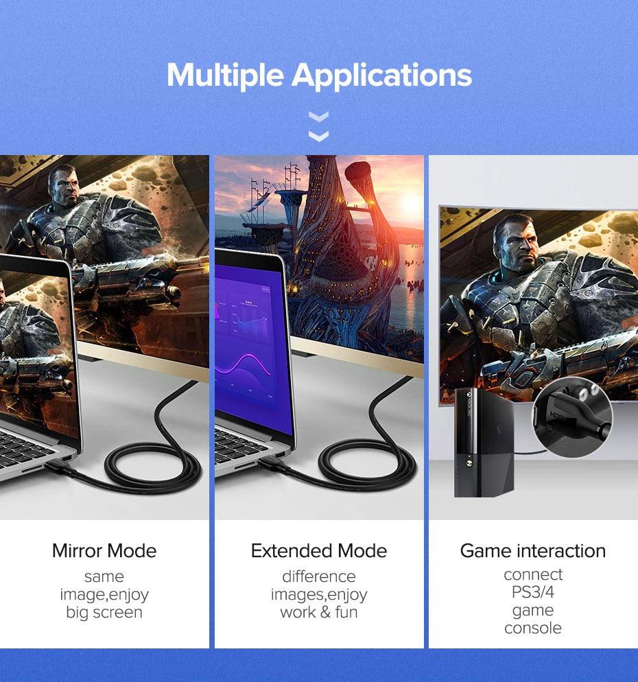 Câble HDMI 4K 2.0 Boîtier de commutateur répartiteur de câble HDMI vers HDMI Câble vidéo audio 60Hz Connecteurs plaqués or ultra haute vitesse HDMI 4K pour téléphone portable TV jeux