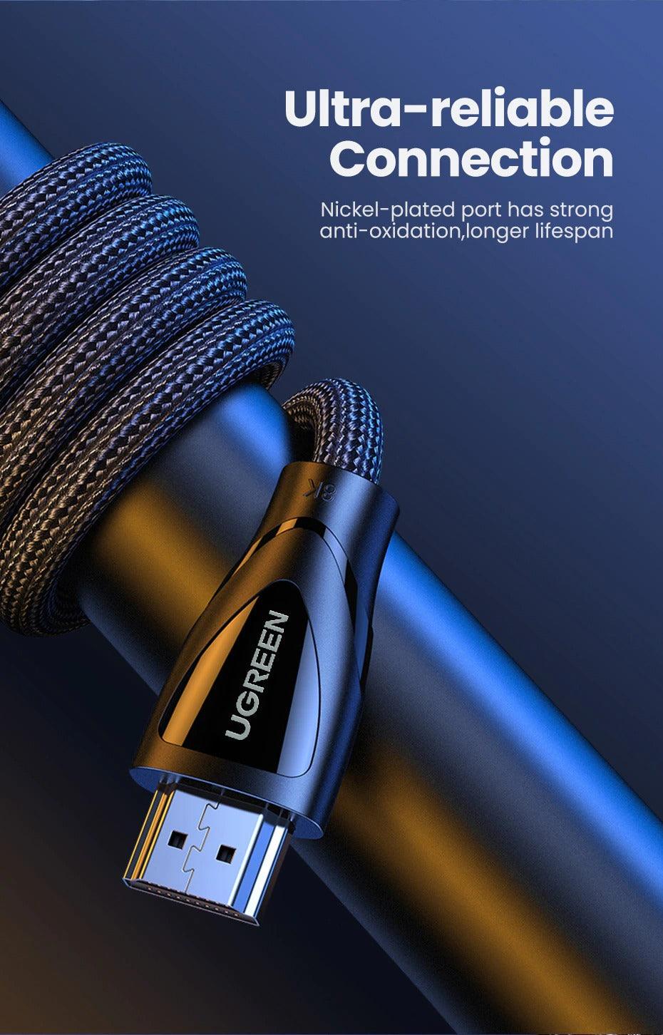 Câble HDMI Noir 2.1 8K60Hz 4K120Hz Répartiteur HDMI HDR10 48Gbps Ultra Haute Vitesse 4K 120Hz Câble HDMI Tressé Dynamic HDR Vision HDR 10 Compatible avec TV UHD Console de Jeu