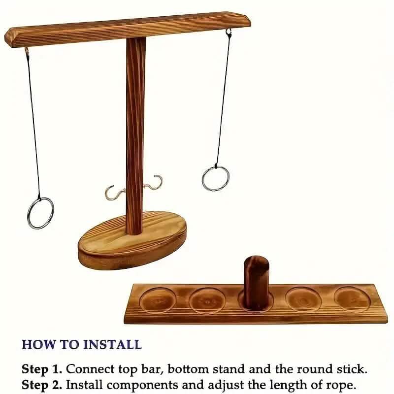 Jeu de combat ultime d'anneaux et de crochets à lancer en bois pour l'intérieur