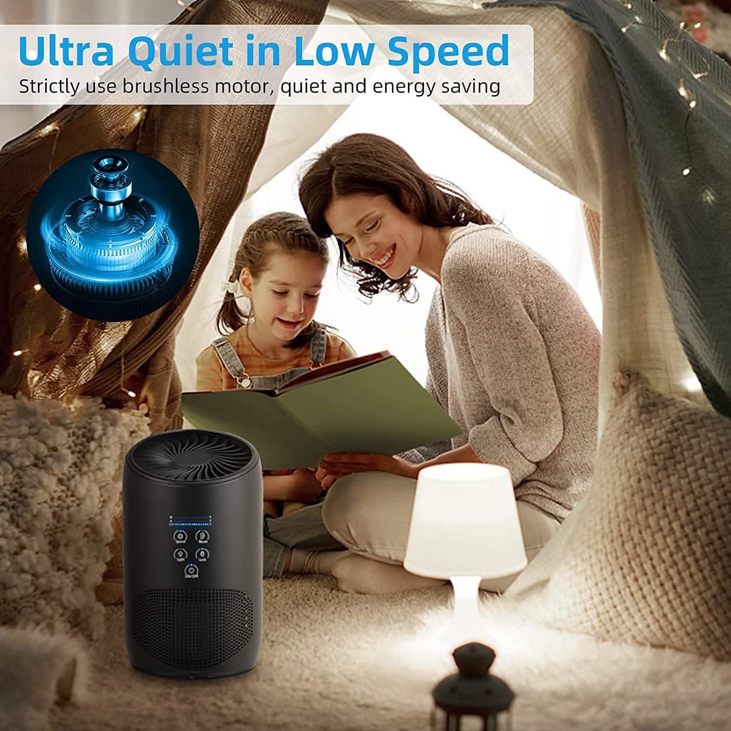 Purificateur d'air HEPA ultra silencieux pour chambre à coucher