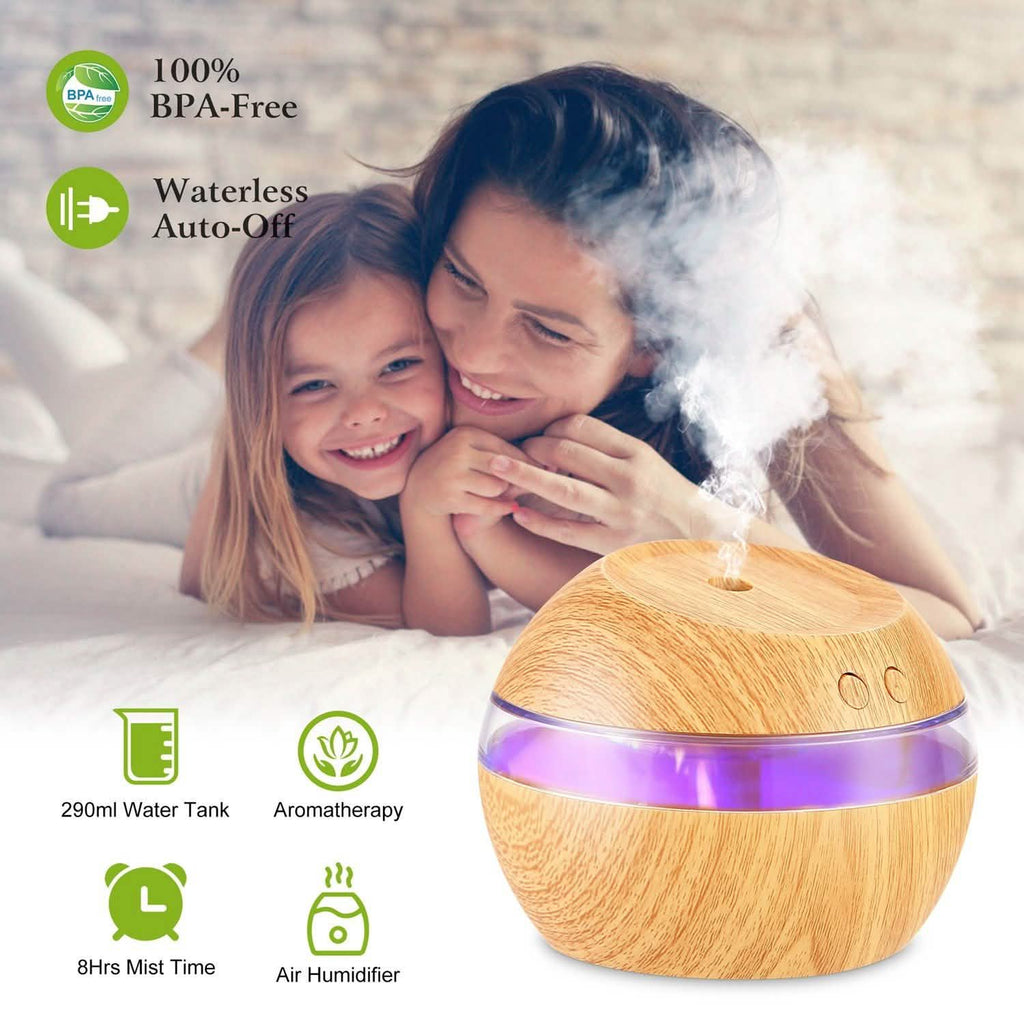 Diffuseur d'Huiles Essentielles à Ultrasons Grain de Bois