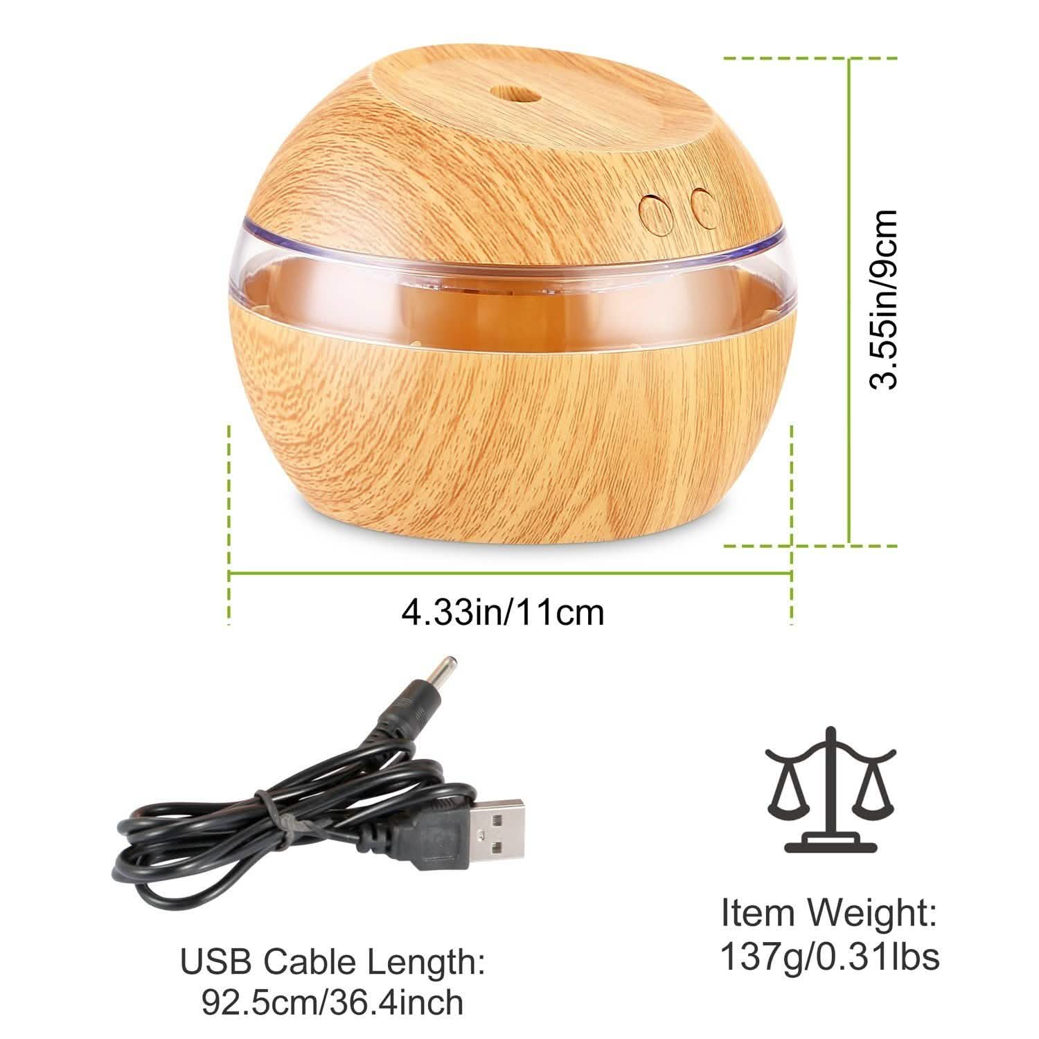 Diffuseur d'Huiles Essentielles à Ultrasons Grain de Bois
