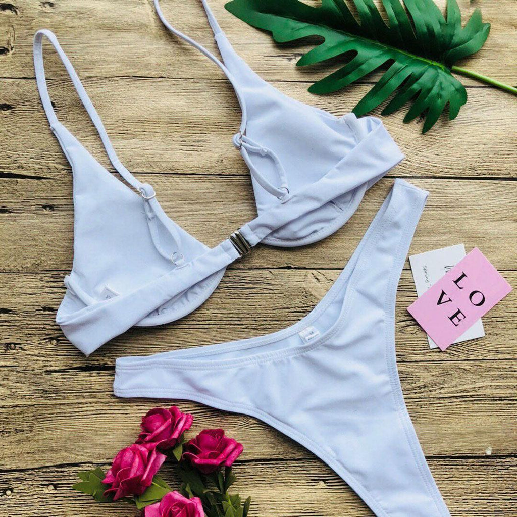 Maillot de bain femme avec armatures, maillot de bain deux pièces pour femme, bikini fil en V, ensemble de bain pour femme, micro bikini pour femme, maillot de bain deux pièces brillant métallique, maillot de bain push-up avec armatures, maillot de bain