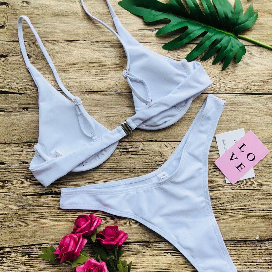 Maillot de bain femme avec armatures, maillot de bain deux pièces pour femme, bikini fil en V, ensemble de bain pour femme, micro bikini pour femme, maillot de bain deux pièces brillant métallique, maillot de bain push-up avec armatures, maillot de bain