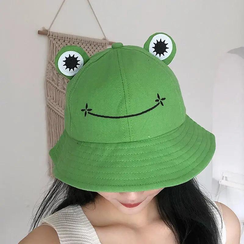 Chapeau Bob Grenouille au Design Unique pour Femme, Chapeau Panama Uni pour Femme Été Automne, Casquette de Pêche de Plage en Plein Air, Chapeau de Soleil Anti-UV pour Femme