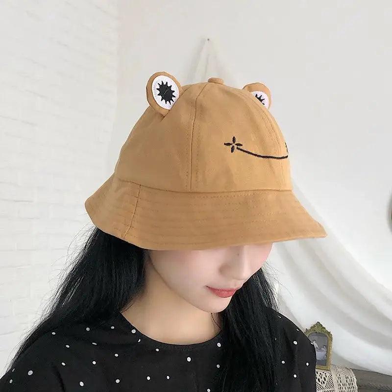 Chapeau Bob Grenouille au Design Unique pour Femme, Chapeau Panama Uni pour Femme Été Automne, Casquette de Pêche de Plage en Plein Air, Chapeau de Soleil Anti-UV pour Femme