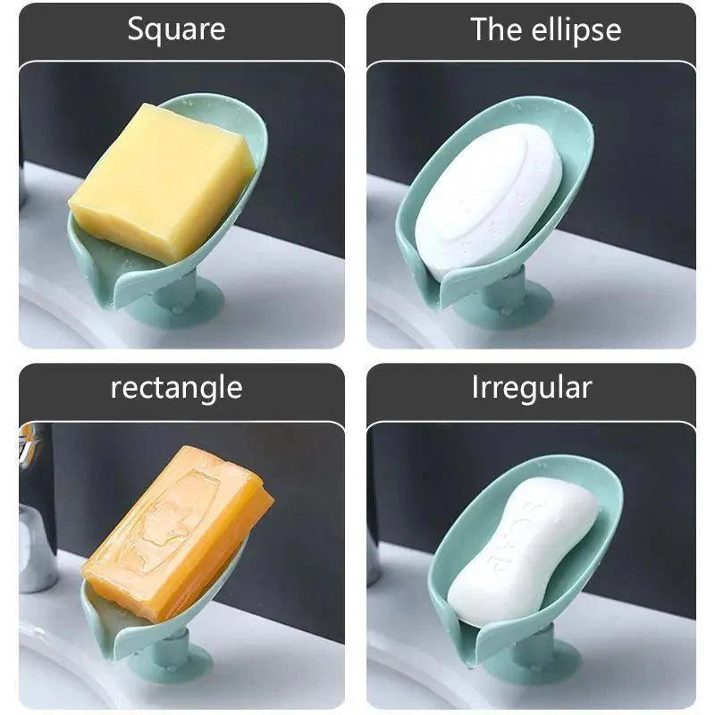 Boîte à savon unique en forme de feuille, porte-savon égouttoir, accessoires de salle de bain, boîte à savon de lessive, fournitures de salle de bain, gadgets.