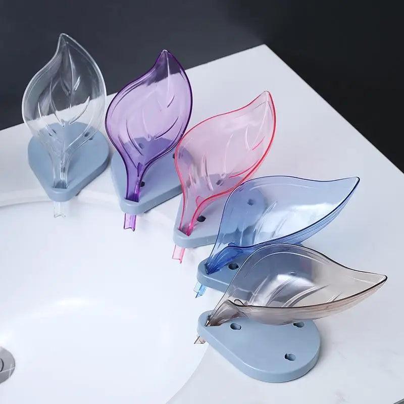 Boîte à savon unique en forme de feuille, porte-savon égouttoir, accessoires de salle de bain, boîte à savon de lessive, fournitures de salle de bain, gadgets.