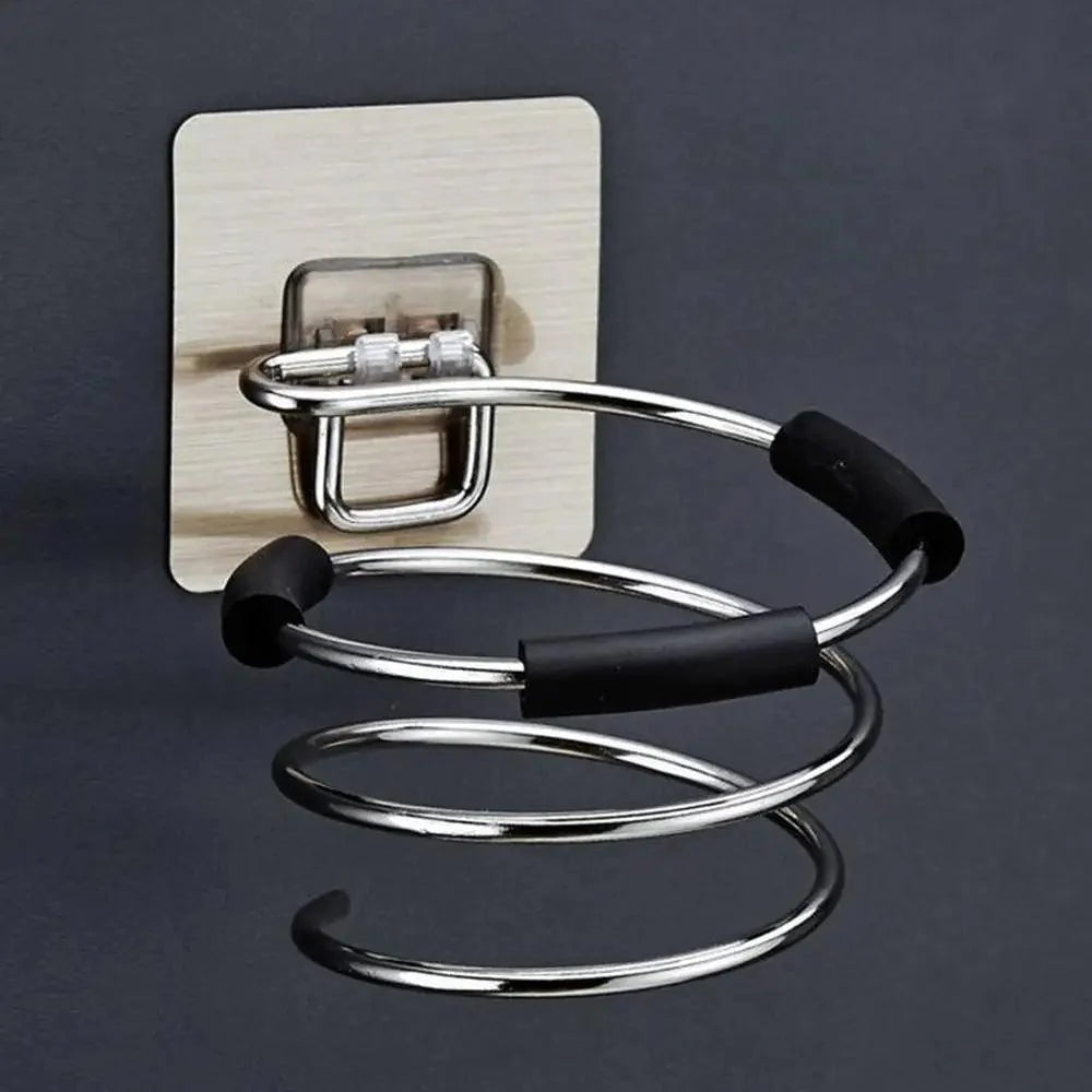 Support de sèche-cheveux au design unique, organisateur de souffleur, fixation murale adhésive, sans perçage, en acier inoxydable, pour salle de bain et chambre