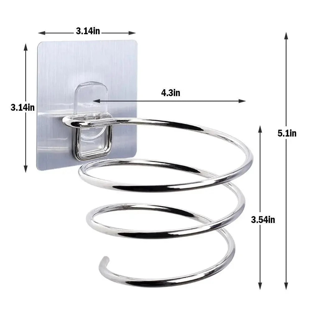 Support de sèche-cheveux au design unique, organisateur de souffleur, fixation murale adhésive, sans perçage, en acier inoxydable, pour salle de bain et chambre