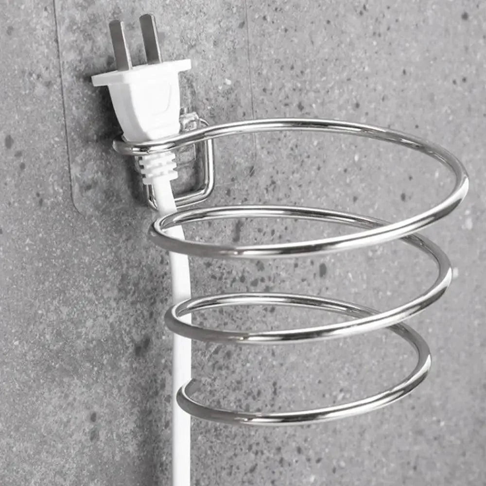Support de sèche-cheveux au design unique, organisateur de souffleur, fixation murale adhésive, sans perçage, en acier inoxydable, pour salle de bain et chambre