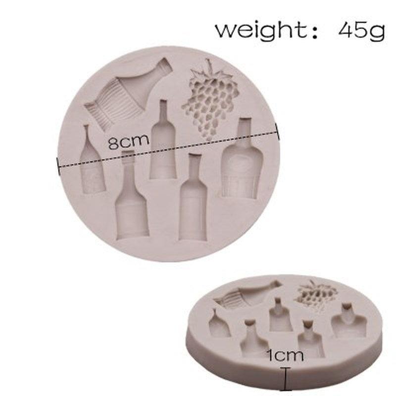 Moule en silicone unique pour gâteau de vin rouge en forme de raisin, outils de cuisson, très petit, joli, en forme de bouteille de vin et de pot de raisin, pour gâteau, fondant, cuisson, plateau à biscuits
