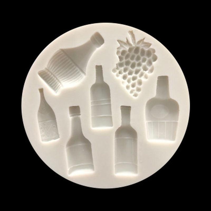 Moule en silicone unique pour gâteau de vin rouge en forme de raisin, outils de cuisson, très petit, joli, en forme de bouteille de vin et de pot de raisin, pour gâteau, fondant, cuisson, plateau à biscuits