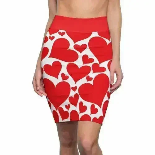 Mini-jupe crayon pour femmes - Cœurs rouges - S867849