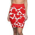 Mini-jupe crayon pour femmes - Cœurs rouges - S867849