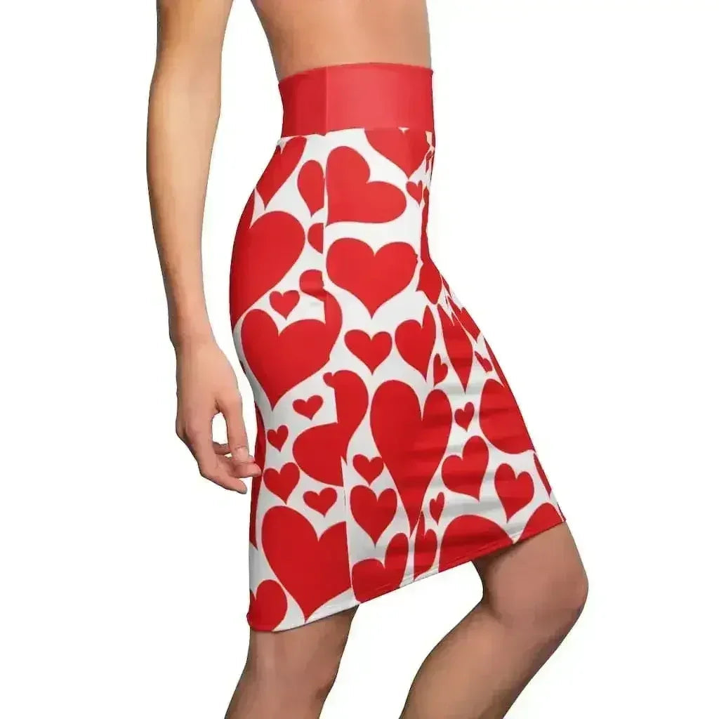 Mini-jupe crayon pour femmes - Cœurs rouges - S867849