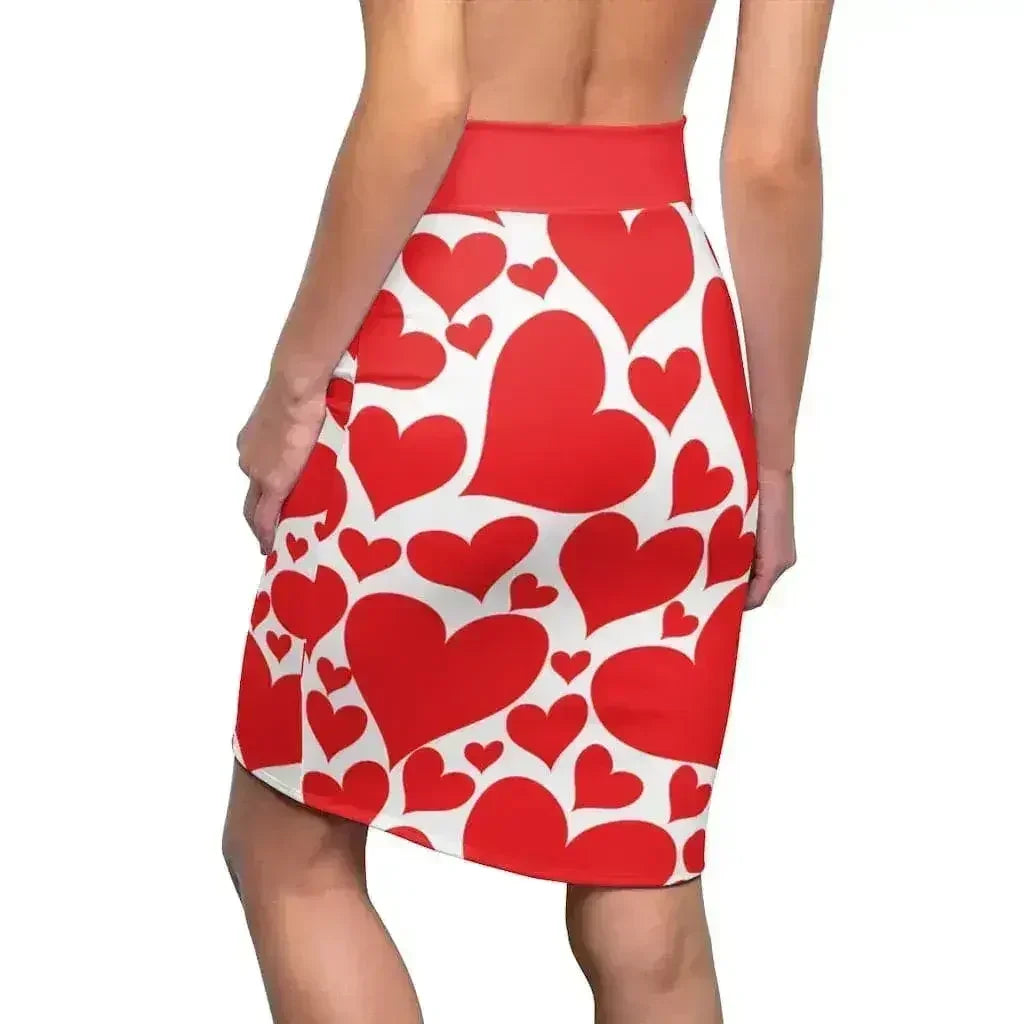 Mini-jupe crayon pour femmes - Cœurs rouges - S867849