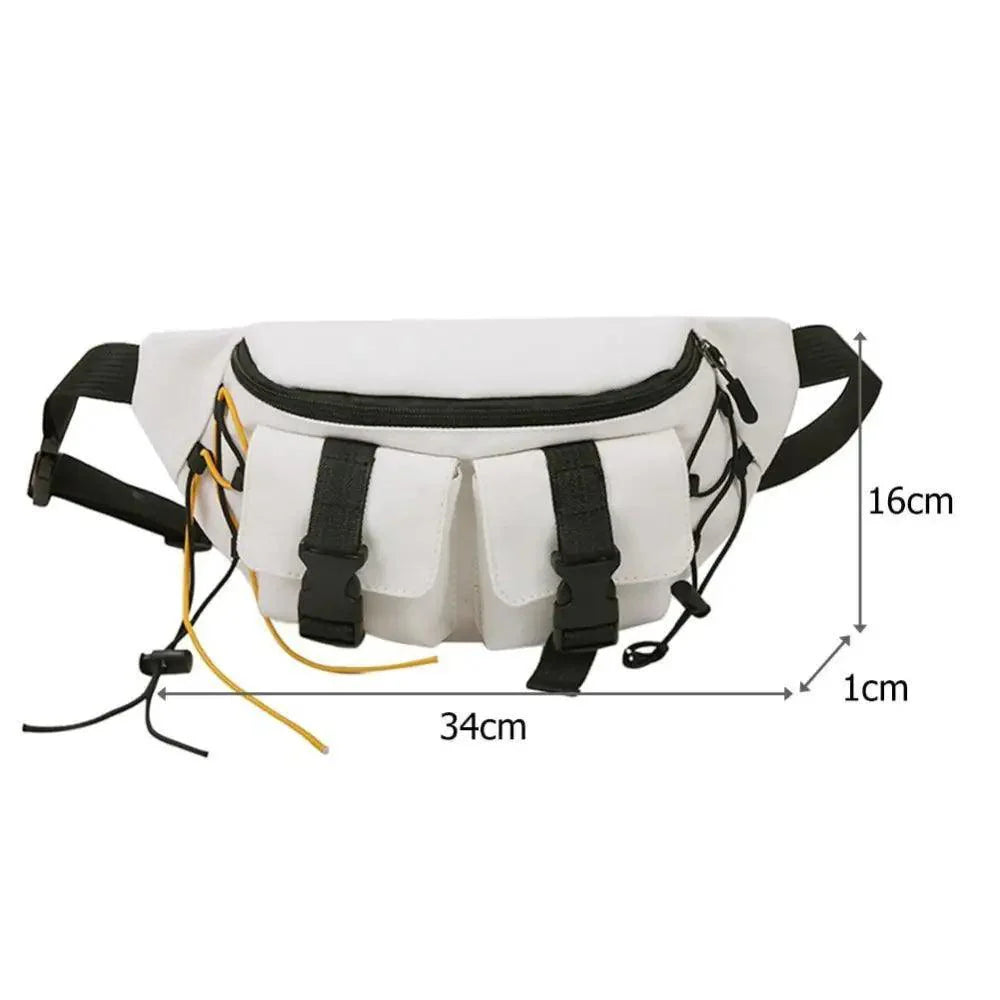 Sac banane noir unisexe décontracté élégant à fermeture éclair, sac de voyage confortable à bandoulière, sacs de grande capacité