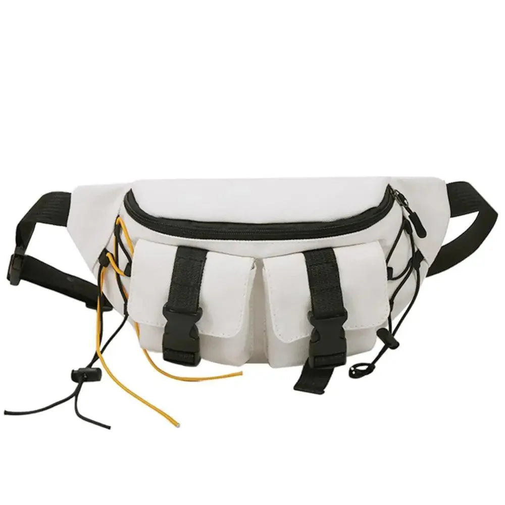 Sac banane noir unisexe décontracté élégant à fermeture éclair, sac de voyage confortable à bandoulière, sacs de grande capacité