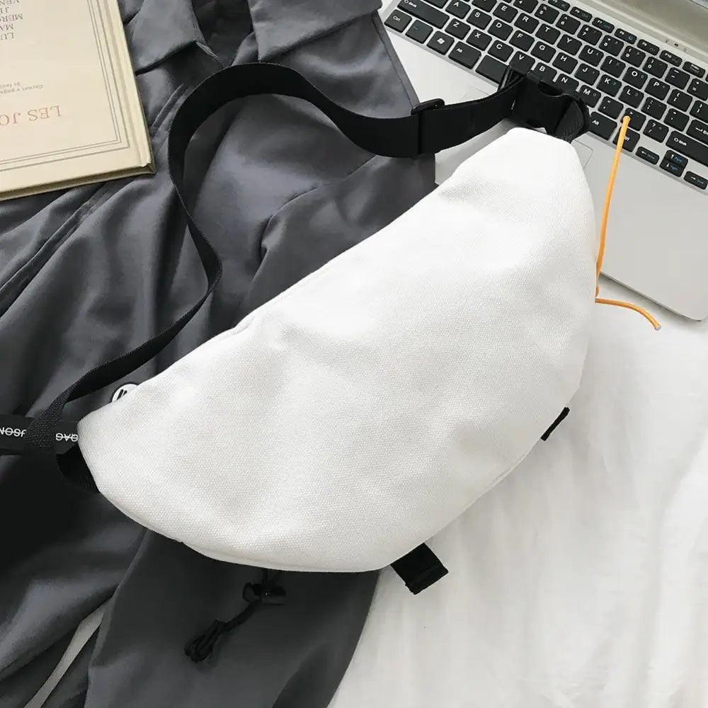 Sac banane noir unisexe décontracté élégant à fermeture éclair, sac de voyage confortable à bandoulière, sacs de grande capacité