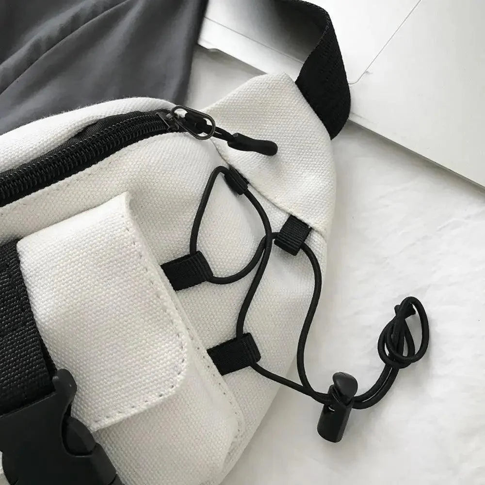 Sac banane noir unisexe décontracté élégant à fermeture éclair, sac de voyage confortable à bandoulière, sacs de grande capacité