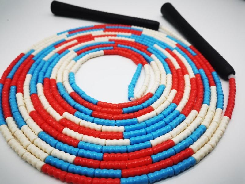 Corde à sauter perlée en PVC pour enfants, unisexe, pour groupe, équipe, saut en longueur, ultra-légère et longueur ajustable, design portable, prise en main sûre et antidérapante, corde d'entraînement 10m 7m 5m