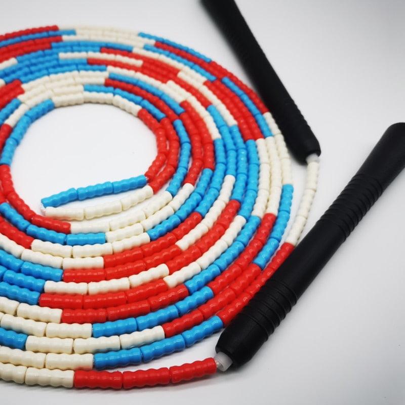 Corde à sauter perlée en PVC pour enfants, unisexe, pour groupe, équipe, saut en longueur, ultra-légère et longueur ajustable, design portable, prise en main sûre et antidérapante, corde d'entraînement 10m 7m 5m