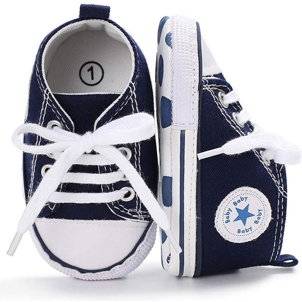 Chaussures montantes unisexe en jean pour nouveau-né, semelle souple antidérapante