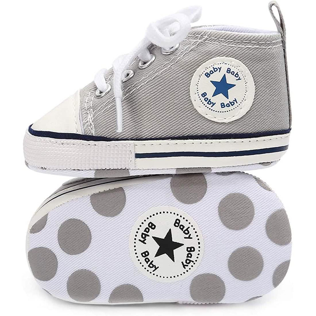 Chaussures montantes unisexe en jean pour nouveau-né, semelle souple antidérapante