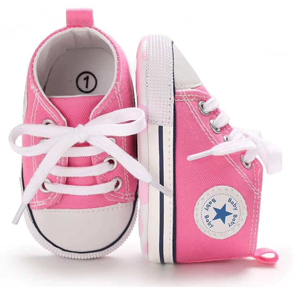 Chaussures montantes unisexe en jean pour nouveau-né, semelle souple antidérapante