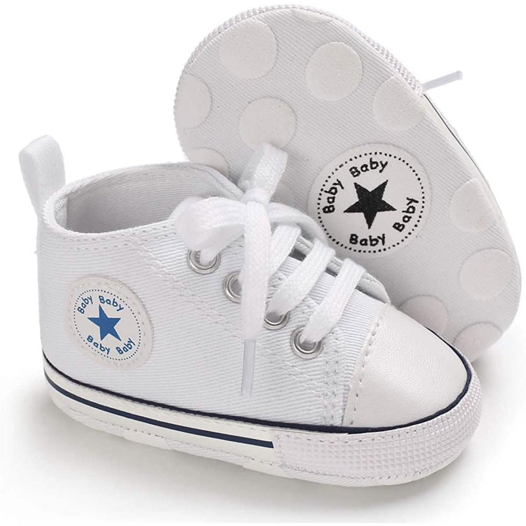 Chaussures montantes unisexe en jean pour nouveau-né, semelle souple antidérapante