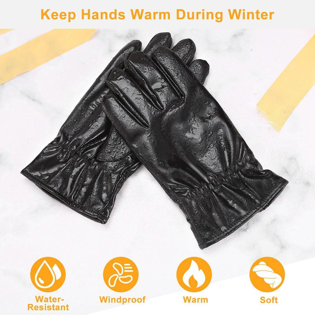 Gants chauds d'hiver en cuir unisexe