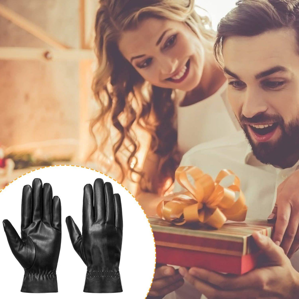 Gants chauds d'hiver en cuir unisexe