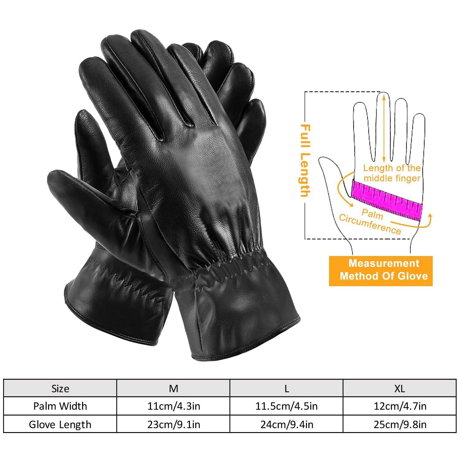 Gants chauds d'hiver en cuir unisexe