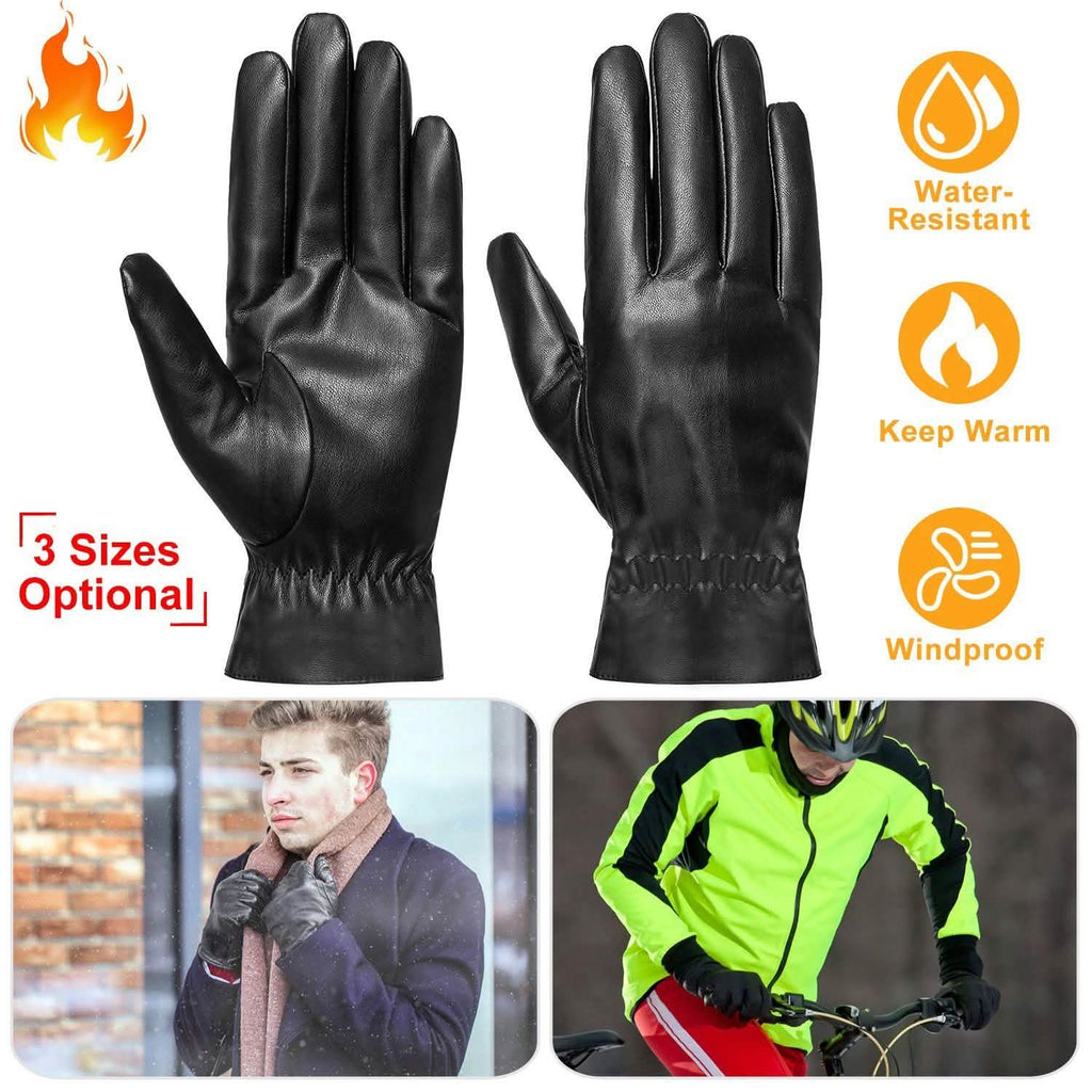 Gants chauds d'hiver en cuir unisexe