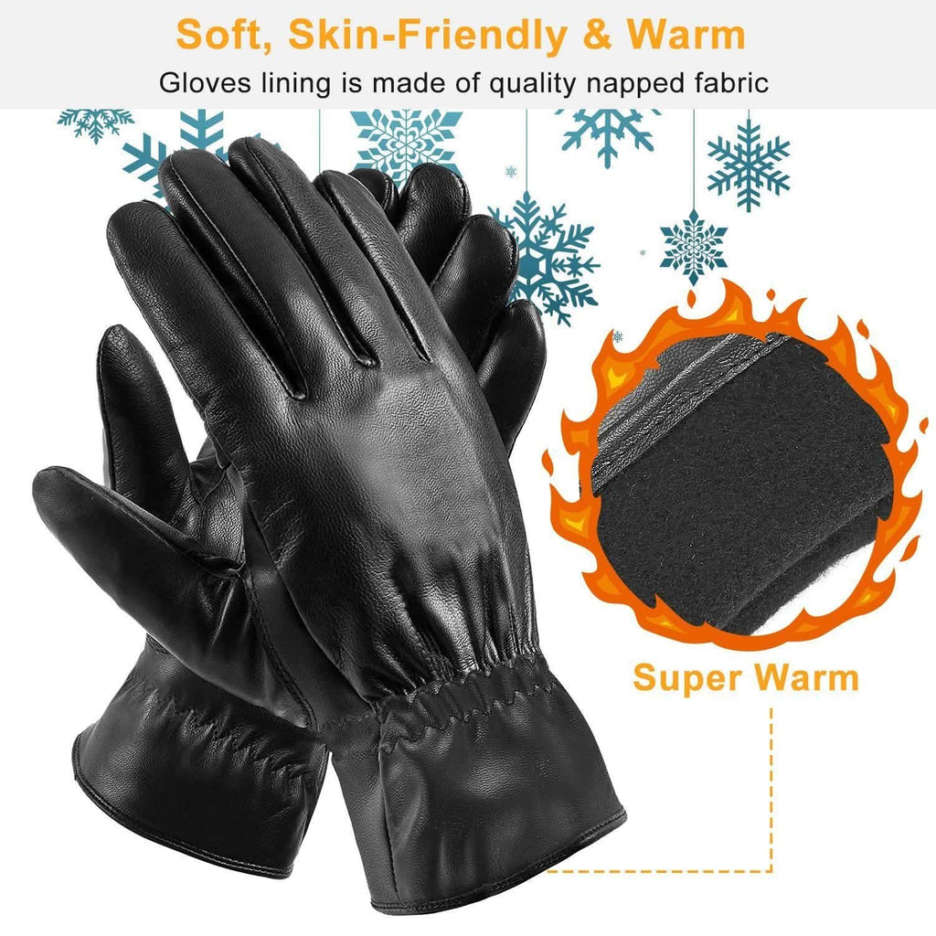 Gants chauds d'hiver en cuir unisexe