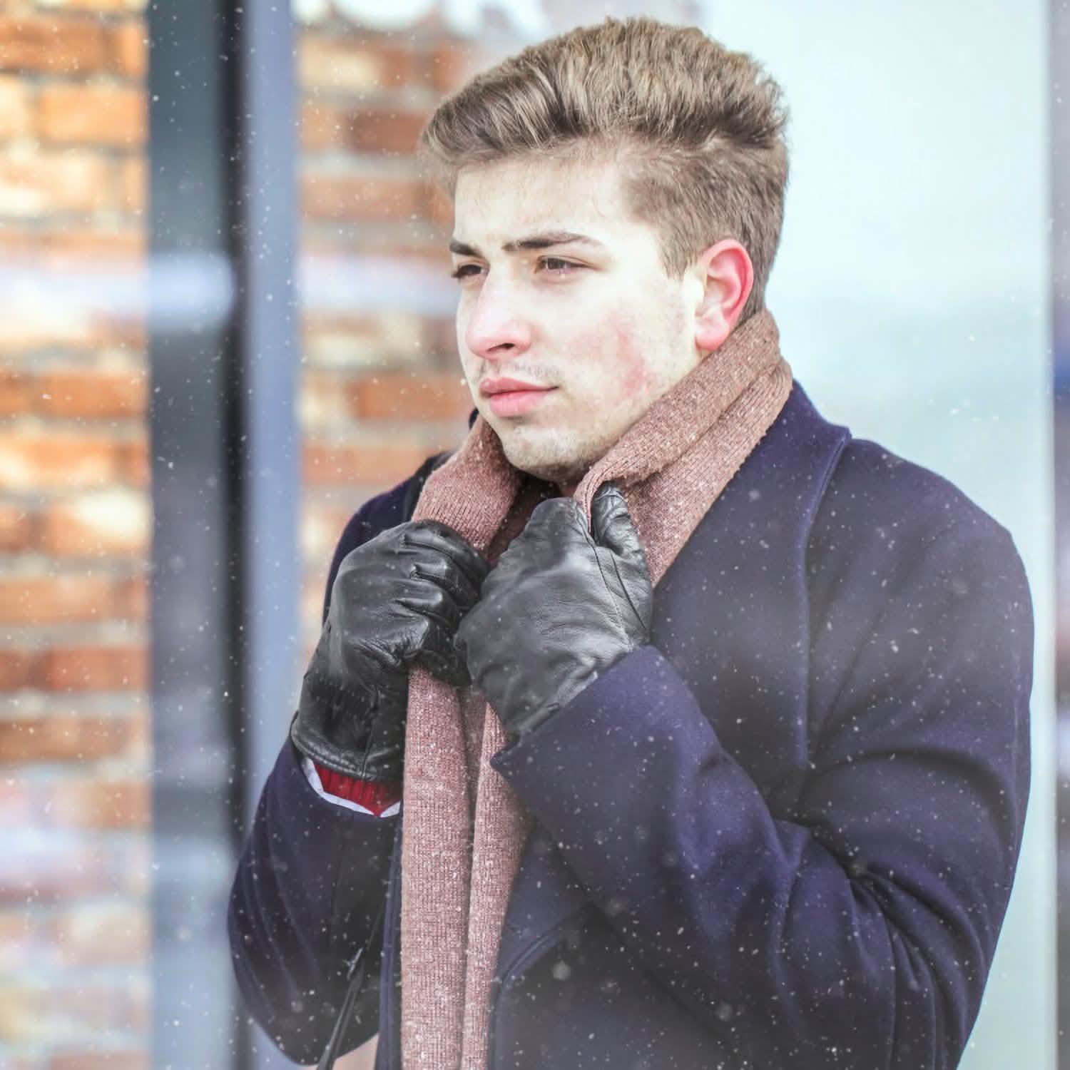 Gants chauds d'hiver en cuir unisexe