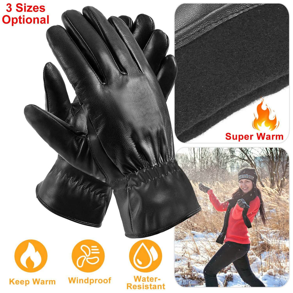 Gants chauds d'hiver en cuir unisexe