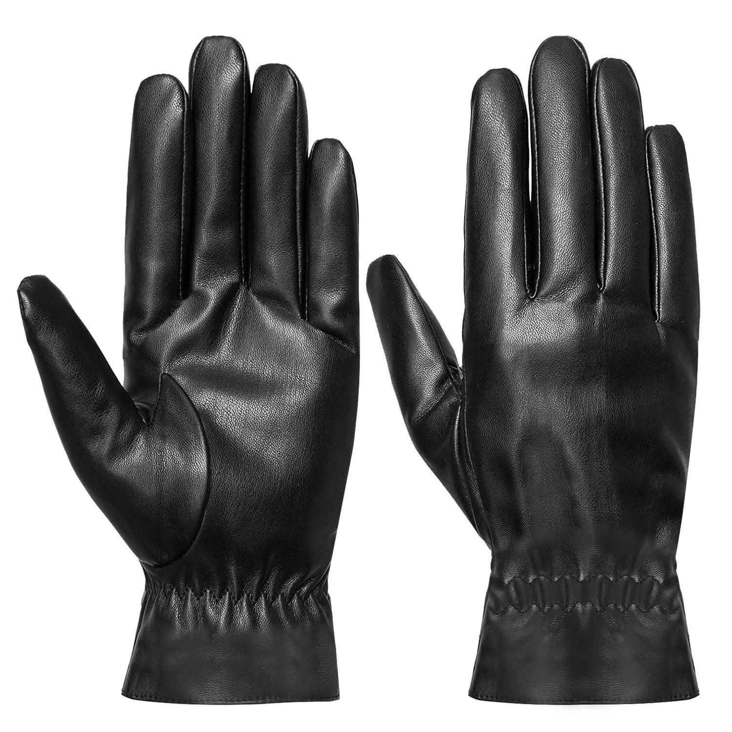 Gants chauds d'hiver en cuir unisexe
