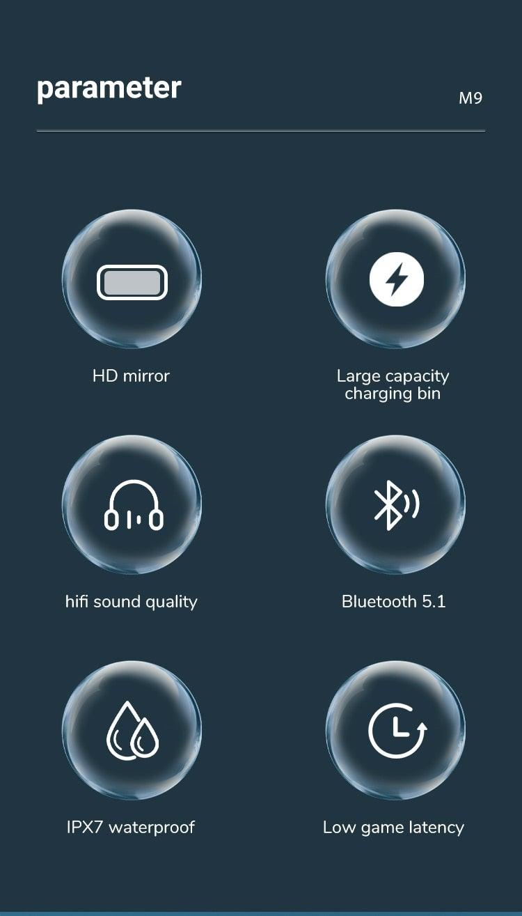 Casque audio Bluetooth 5.1 léger unisexe sans fil Écouteurs de sport étanches Casque Bluetooth Oreillette Casque de sport Lecteur de musique portable sans fil Résistant à la transpiration pour l'entraînement Conception avec écran LED intelligent
