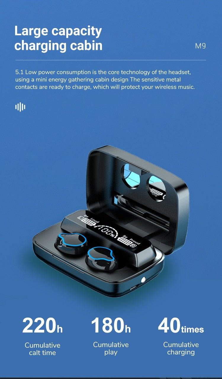 Casque audio Bluetooth 5.1 léger unisexe sans fil Écouteurs de sport étanches Casque Bluetooth Oreillette Casque de sport Lecteur de musique portable sans fil Résistant à la transpiration pour l'entraînement Conception avec écran LED intelligent