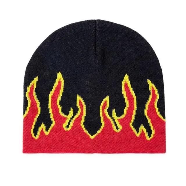 Bonnet doux et chaud unisexe au design moderne avec flammes – Taille unique pour hommes et femmes