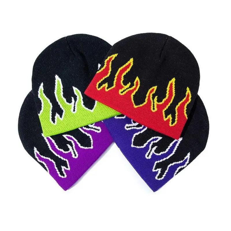 Bonnet doux et chaud unisexe au design moderne avec flammes – Taille unique pour hommes et femmes