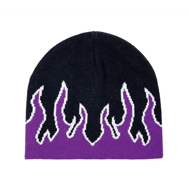 Bonnet doux et chaud unisexe au design moderne avec flammes – Taille unique pour hommes et femmes