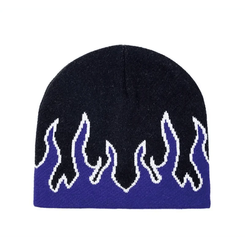 Bonnet doux et chaud unisexe au design moderne avec flammes – Taille unique pour hommes et femmes
