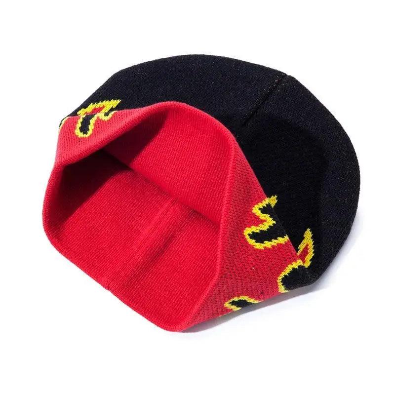 Bonnet doux et chaud unisexe au design moderne avec flammes – Taille unique pour hommes et femmes