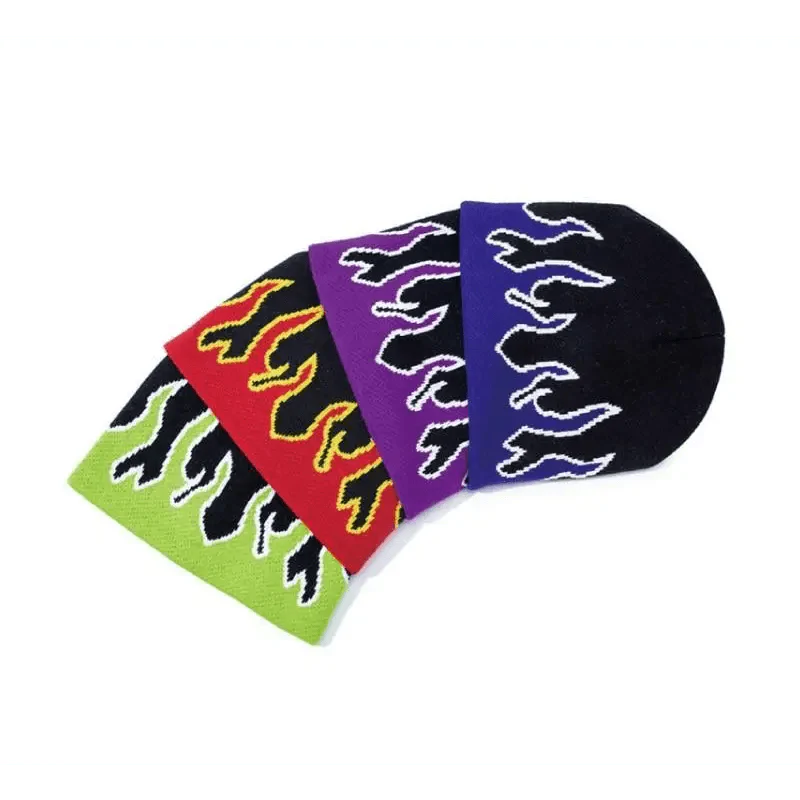 Bonnet doux et chaud unisexe au design moderne avec flammes – Taille unique pour hommes et femmes