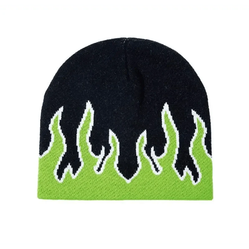 Bonnet doux et chaud unisexe au design moderne avec flammes – Taille unique pour hommes et femmes